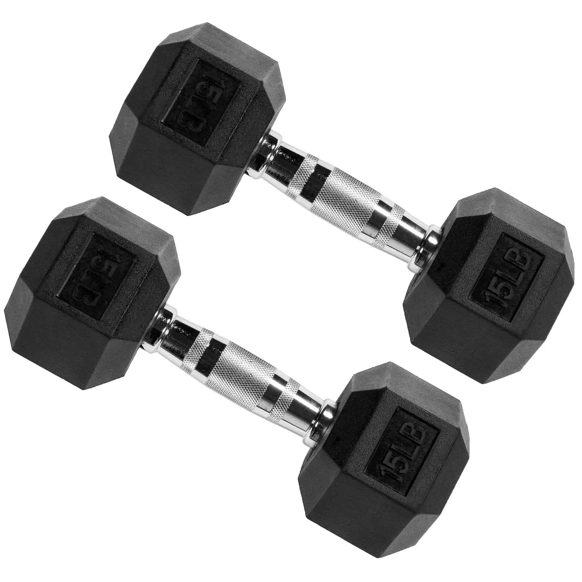 Signature Fitness Hex Dumbbells Strength Training Workout Equipment Set, 15 lbs Signature Fitness Hex Dumbbells Strength Training Workout Equipment Set, 15 lbs
