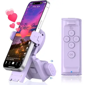Remote Control Scrolling for with Phone Stand,Page Turner for App E-Book,Bluetooth Camera Shutter Remote for iPhone, Android,iOS,iPad,Tablet (Purple)
