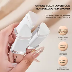 2-In-1 Color-Changing Foundation Stick – 3-Color Foundation Stick with Brush, Waterproof/Sweatproof, Buildable Coverage Light/Dark, Long-Lasting Wear, Light Beige – Adapting, Creates Natural Hydrated Nude Look, Multi-Functional Foundation