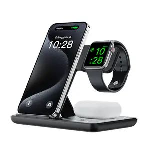 Wireless Charger, Three-In-One Wireless Charging for Multiple Devices, Compatible with iPhone 16/15/14/13/12 Series, Watch, AirPods, 15w Fast Charge Base