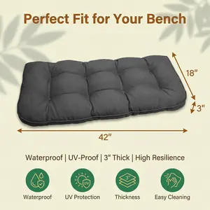 Outdoor Bench Cushions, Waterproof Patio Loveseat Cushions for Outdoor Furniture, Thick Love Seat Bench Cushions, 44" x 19" x 5", Grey