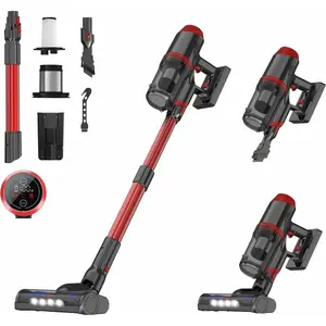 Cordless Vacuum Cleaner, 200W 45Mins Lightweight Stick Vacuum Cleaners for , Anti- Brush & LED  Screen, 1L Dust Cup, Wall Mount Dock, Bright Light for Hardwood, , Carpet, Office