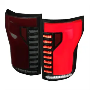 2015-2017 Ford F-150 Sequential Turn Signal Animated Red LED Bar Tail Lights (Black Housing/Smoked Lens)