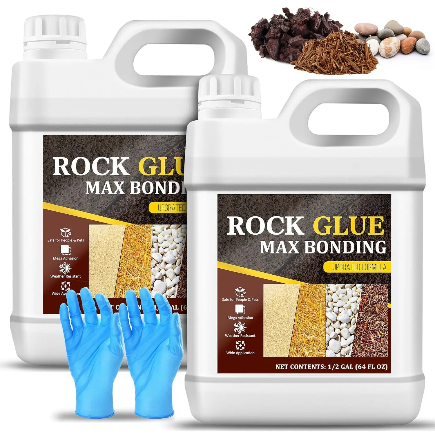 Rock Glue for Landscaping - 1 Gallon  Mulch Glue for Pea Gravel Landscape, Concentrated Pea Gravel Stabilizer, Max Bonding Outdoor Mulch Binder for Walkways, Driveways, Garden, Patios, Yards