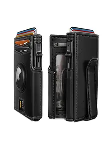 Lost item tracking anti-theft airtag men's wallet multi-card slot carbon fiber wallet card holder anti-scan genuine leather wallet for men