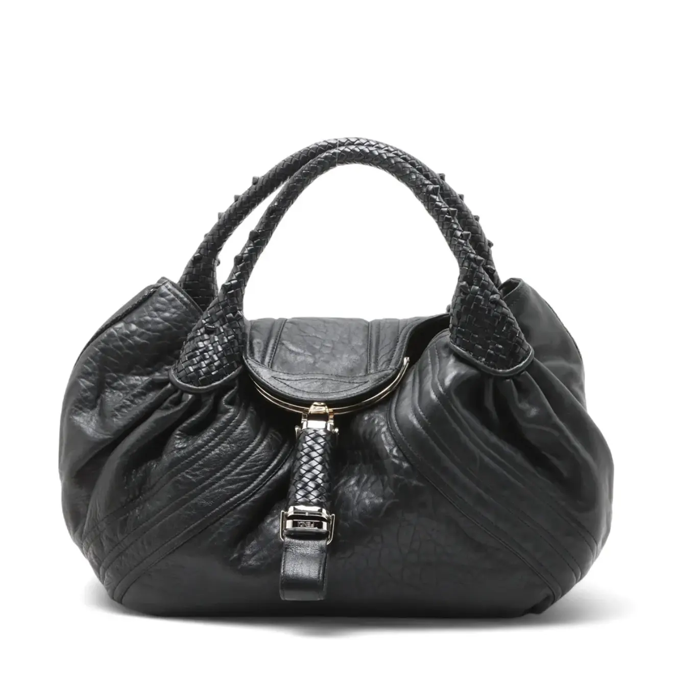 Pre-owned FENDI Nappa Leather Tote Bags Spy Bag — Black Leather