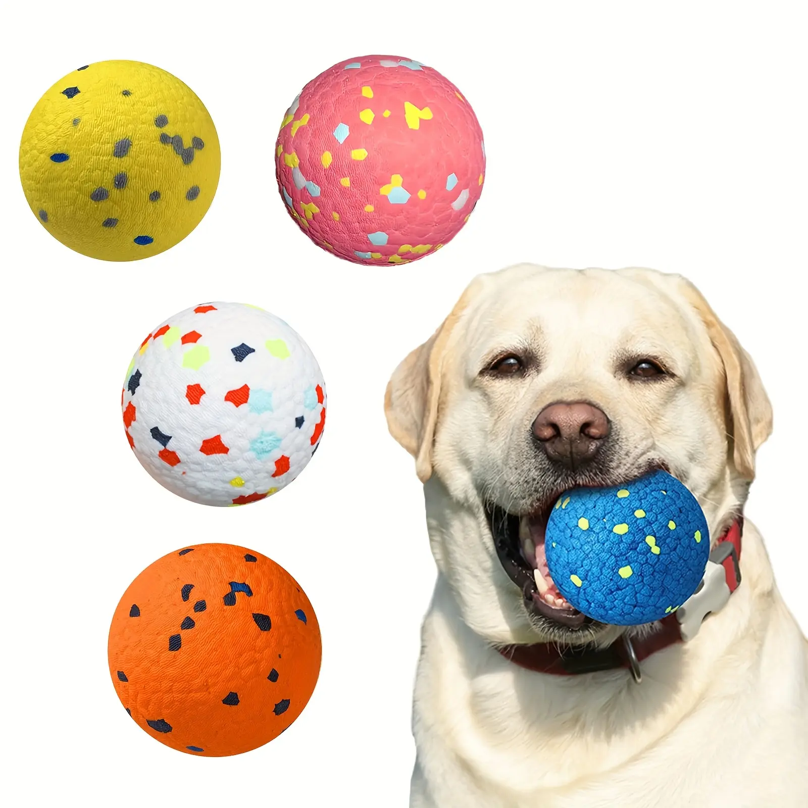Dog Rolling Balls, 4 Durable Elastic Chew-Resistant Interactive Toys for Aggressive Chewers - Training & Fetch Play, Rolling Ball