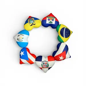 Latin Countries Custom Heart Shape Pillow with Vibrant Flags for Decorative Home Accents