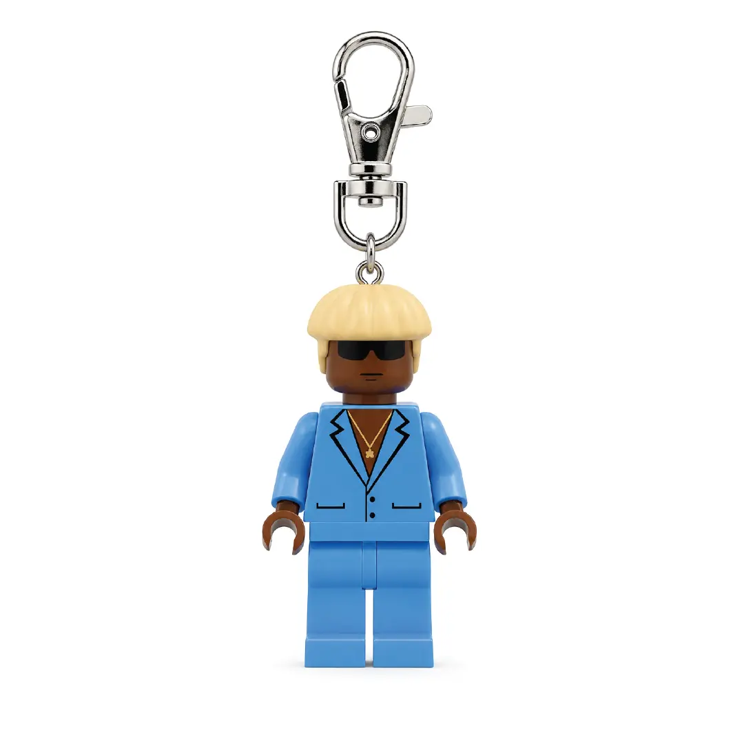 Keychain - Blue Suit Figure with Blonde Hair and Sunglasses - Perfect for Fans and Collectors