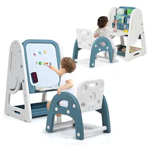 Costzon Art Easel toys, 3 in 1 Double-Sided Art Easel w/ Magnetic Dry Erase Board, Painting Writing Accessories, Birthday Gift Christmas Gift