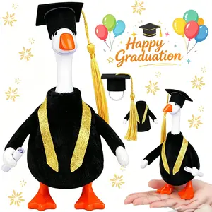 Graduation Mini Desk Goose Outfits 7 Inch Magnetic Goose Statue Key Holder Desktop Decor Gift with Graduation Cap and Gown Stoles for Home Classroom Office Desk Table Decor