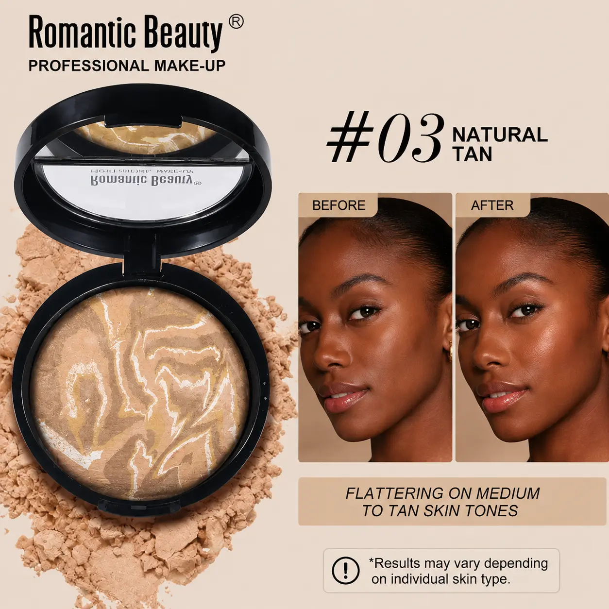Waterproof Pressed Powder, Fine Silky Face Powder for Flawless Matte Finish, Long Lasting Oil Control Setting Powder, Natural Coverage No White Cast Makeup Powder for All Skin Tones