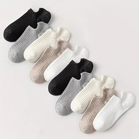 Women's Seamless Invisible Ankle Socks - 5 or 6 Pairs, Minimalist Low-Cut, Casual Stylish Socks, Plain Elegant Easy-Clean Fabric, Soft Cozy, Heelslip Control, Cold-Resistant, Machine Washable, Underwear for Women, Daily Wear