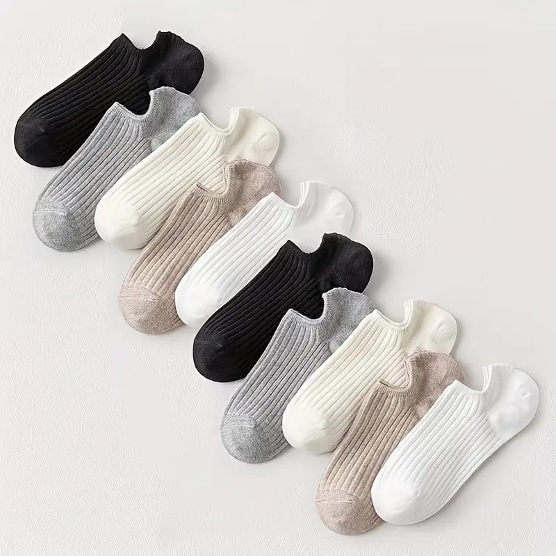 Women's Seamless Invisible Ankle Socks - 5 or 6 Pairs, Minimalist Low-Cut, Casual Stylish Socks, Plain Elegant Easy-Clean Fabric, Soft Cozy, Heelslip Control, Cold-Resistant, Machine Washable, Underwear for Women, Daily Wear