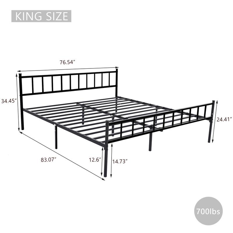 Metal  Heavy Duty Platform Bed Frame with Headboard Sturdy Steel Slats Support No Box Spring Needed Easy Assembly TwinSteel Slat Bed Frame