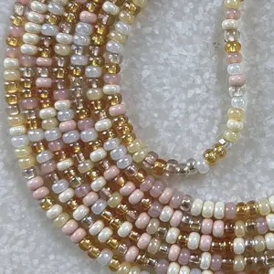 MILK & HONEY - Tie On Waist Beads - 45 to 60 inches Waistbeads - Beige Taupe Waistbeads - Spring Waistbeads - Neutral Waistbeads - Made By Venus Waistbeads