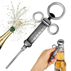 Creative Syringe Model Bottle Opener, Metal Beer Soda Drink Multi-Function Opener for Kitchen Restaurant Bar Party,Portable Outdoor Camping Picnic Tool,Novel Gift to Doctor Nurse