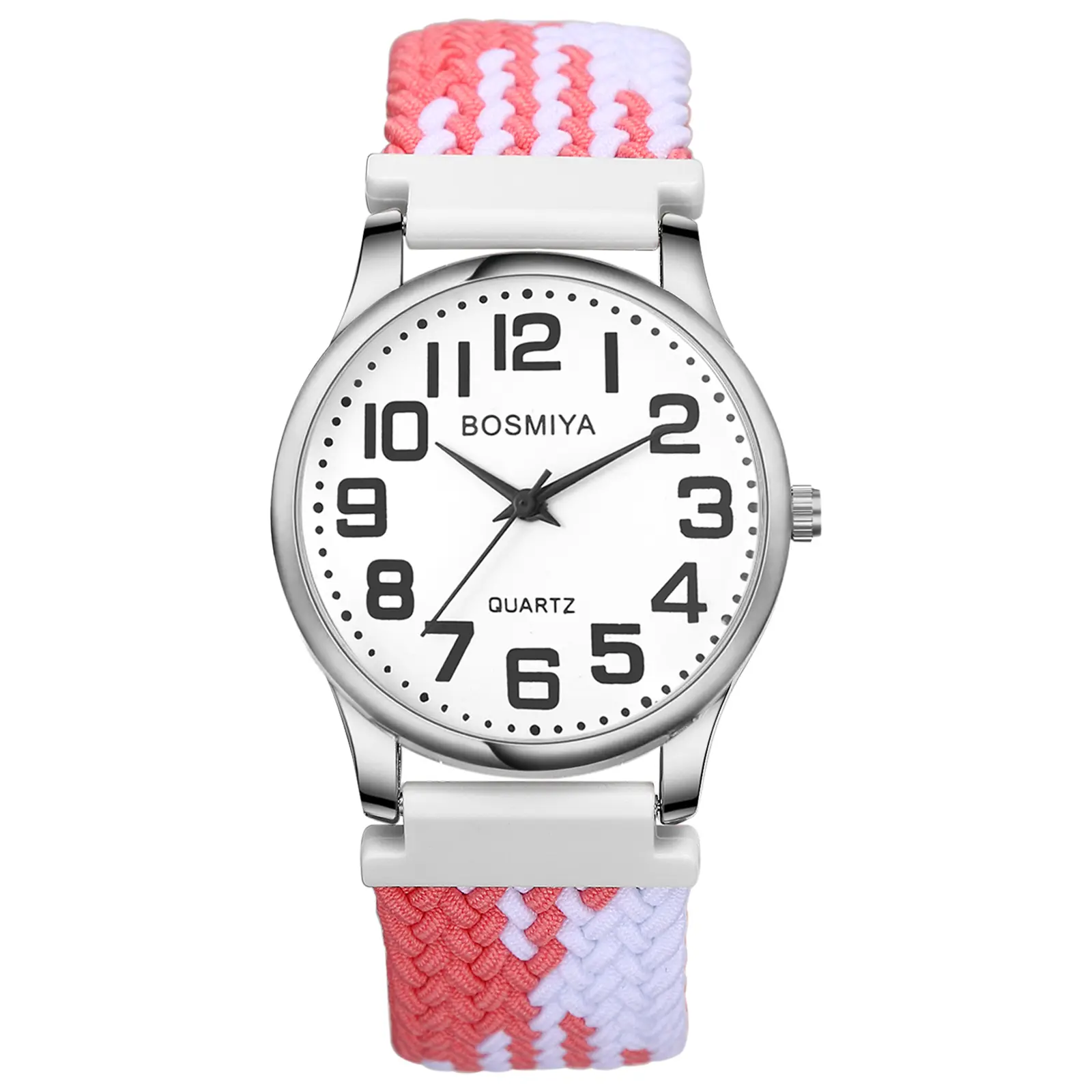 OIDEA Seniors Casual Watch with Woven Elastic Strap, Easy On/Off Expansion Band with an Easy-to-Read Analog Dial and Large Numerals - Gift for Parents, Arabic Numeral, Woven Strap, Easy-To-Read Numerals, Round