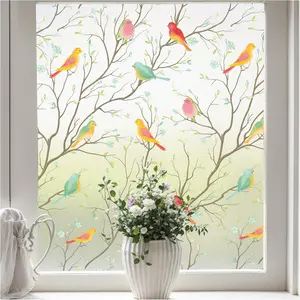 Stained Glass Window Film - Decorative Frosted Glass Window Privacy Film, 17.7 x 78.7 Inches, Anti UV, Window Sticker for Bathroom
