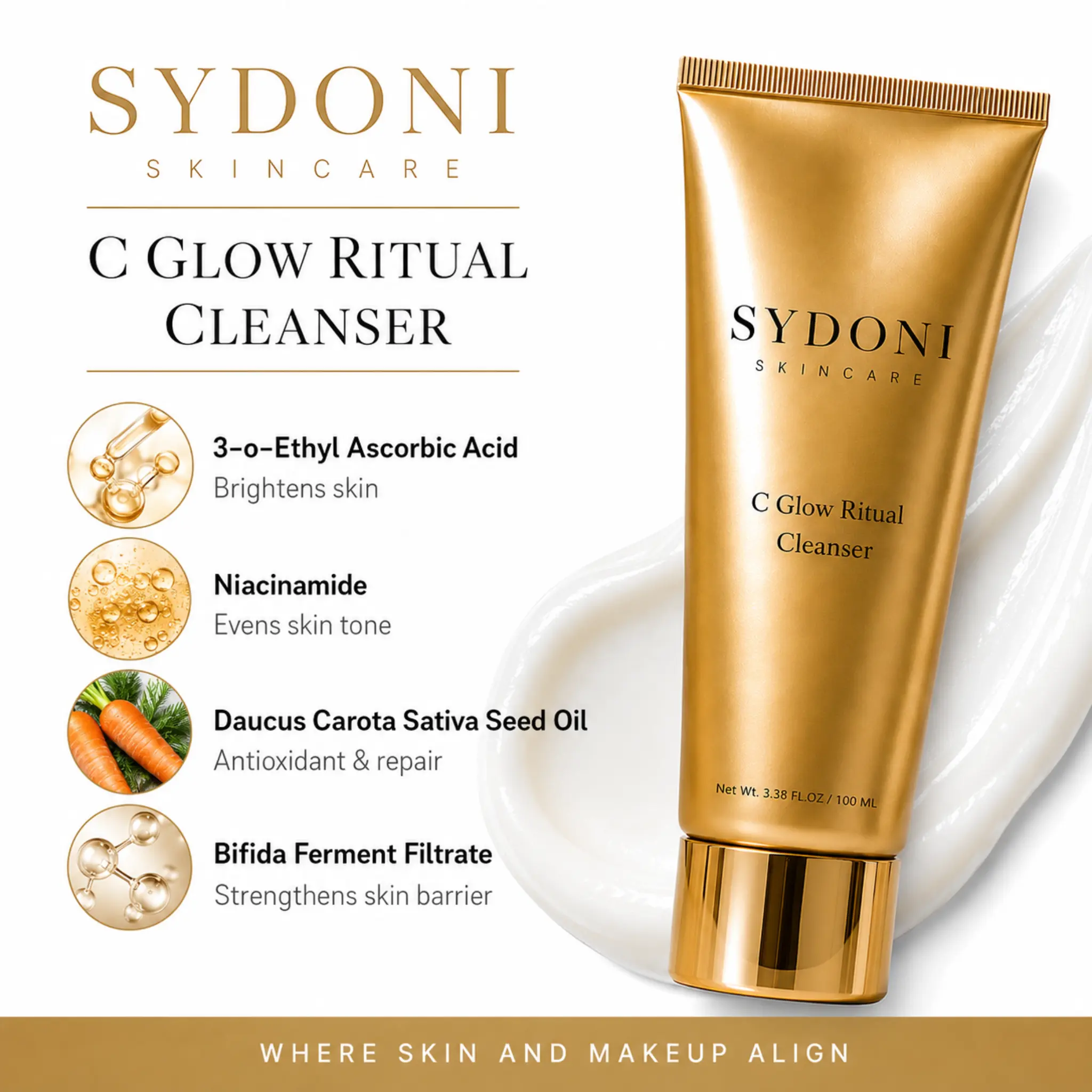 SYDONI C GLOW RITUAL CLEANSER - Brightening, Deep Cleansing, Gentle