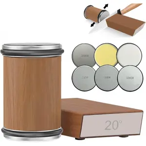 Rolling Knife Sharpener Kit, Rolling Knife Sharpener with 4 Diamond & 2 Corundum Discs,15 & 20 Degree Magnetic Angle for Kitchen Knives,Work Sharp Kitchen Knife Sharpener (SET-B)