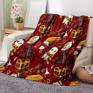Gryffindor Cartoon Pattern Blanket,Soft Cozy Throw Blanket for Home & Office,Fall Decor, Home Decor soft warm, christmas gift blankets blanket Multifunctional Flannel Napping magic