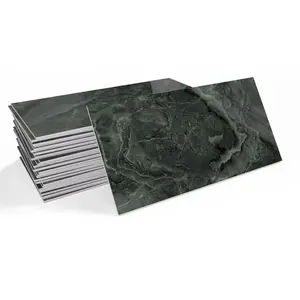 32-Pack 4x8 Inch Dark Green Marble Wall Stickers Self-Adhesive for Kitchen Bath Decor(2D FLAT)