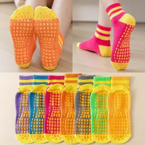 7/8 Pairs Of Non Slip Breathable Sporty Ankle Socks Cozy Grips Crew Socks With Grips In Yoga Pilates Barre Ballet Fitness