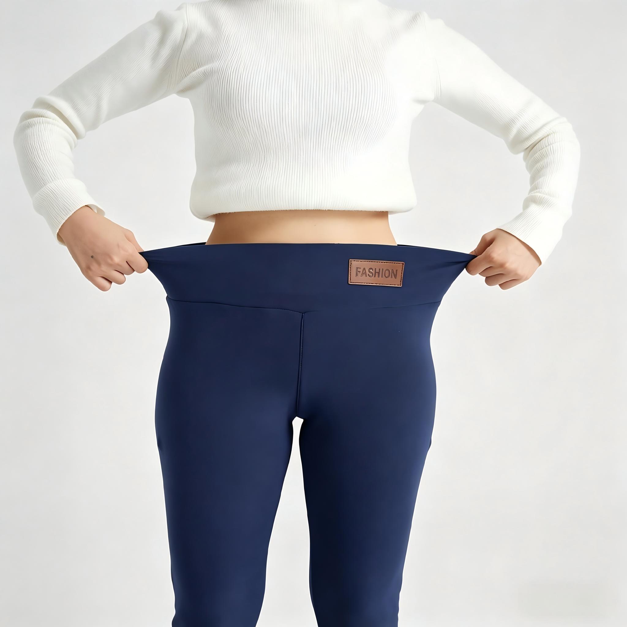 Women's High Waist Fleece Lined Leggings Elastic Comfortable Solid Color Tight Fit Pants for Winter Sports Yoga Running High Stretch Leggings Womenswear Bottom