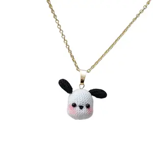 Micro Crochet Pochacco Necklace Handmade Necklace Gift Necklace Pochacco Jewelry Handmade Pochacco Handmade Necklace Sanrio Necklace