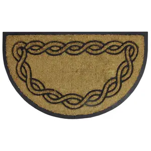 Northlight Black and Brown Swirl Half-Round Doormat 17" x 29"
