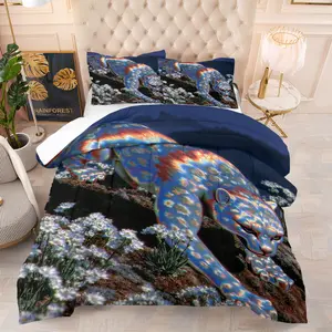 Neon Leopard Print Comforter Set (with 1 or 2 Pillowcases) - Stylish Home Decor, Ideal for Wildlife Aesthetic Enthusiasts, Suitable for All Seasons Bedding Sets