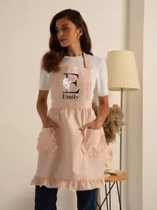 Floral Initial Apron, Personalized Mothers Day Apron, Gift for Mom, Custom Letter Apron, Gift for Her, Name Apron for Women,Cute Pink Aprons