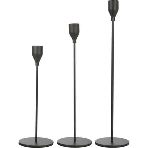 Set of 3 Black Candlestick Holders - Decorative Taper Candle Holders for  Decor, Wedding, Dining, Party, Anniversary