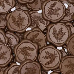 100pc Chocolate Brown Self-Adhesive Wax Seal Stickers for Envelope Seals, Wedding Invitations, Cards