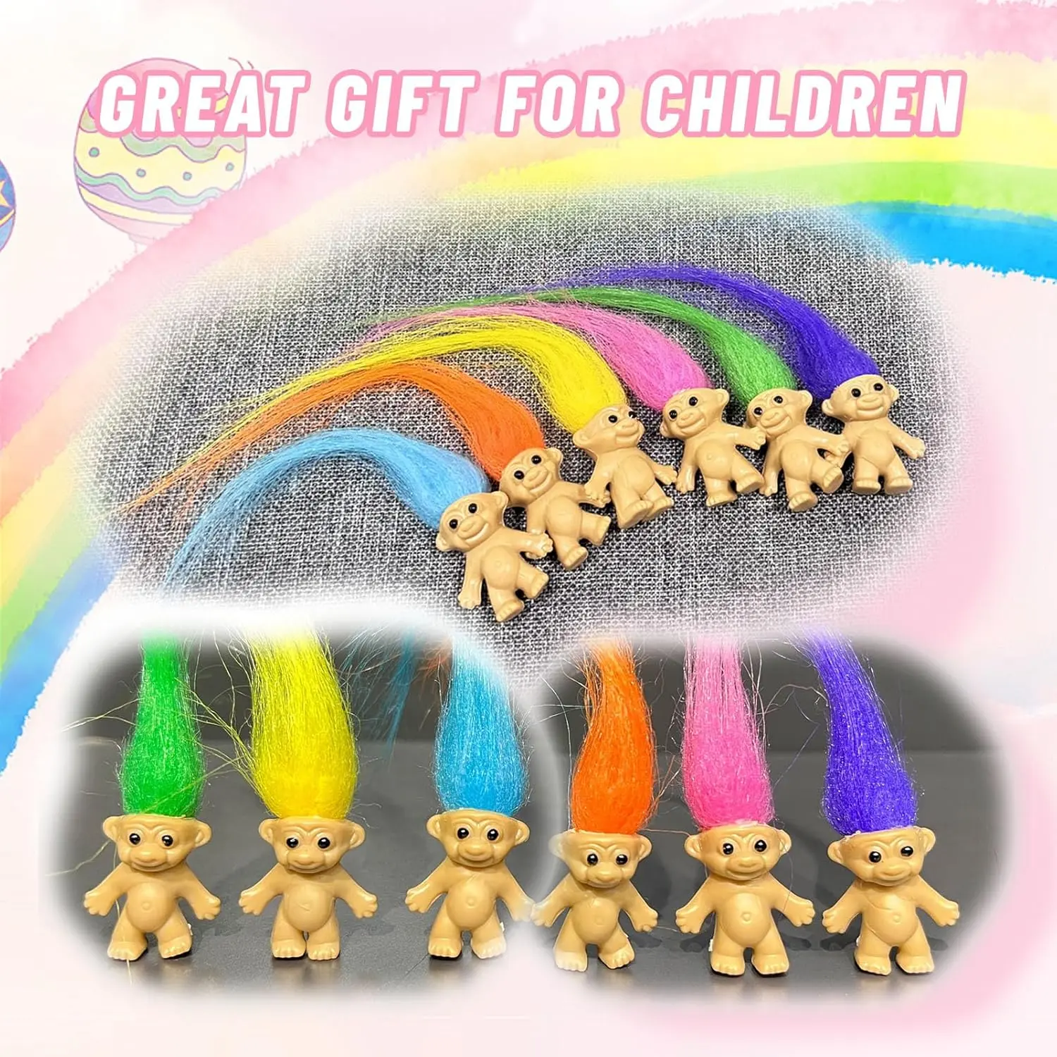 60pcs Long-haired Lucky Mini Troll Dolls, Assorted Hair Colors, 0.78" Bodies, 2" Hair. Cake Toppers, Action Figures, School Project, Arts and Crafts, Party Favors Decoration Fun Play Tool full body silicone reborn babydolls Ornaments