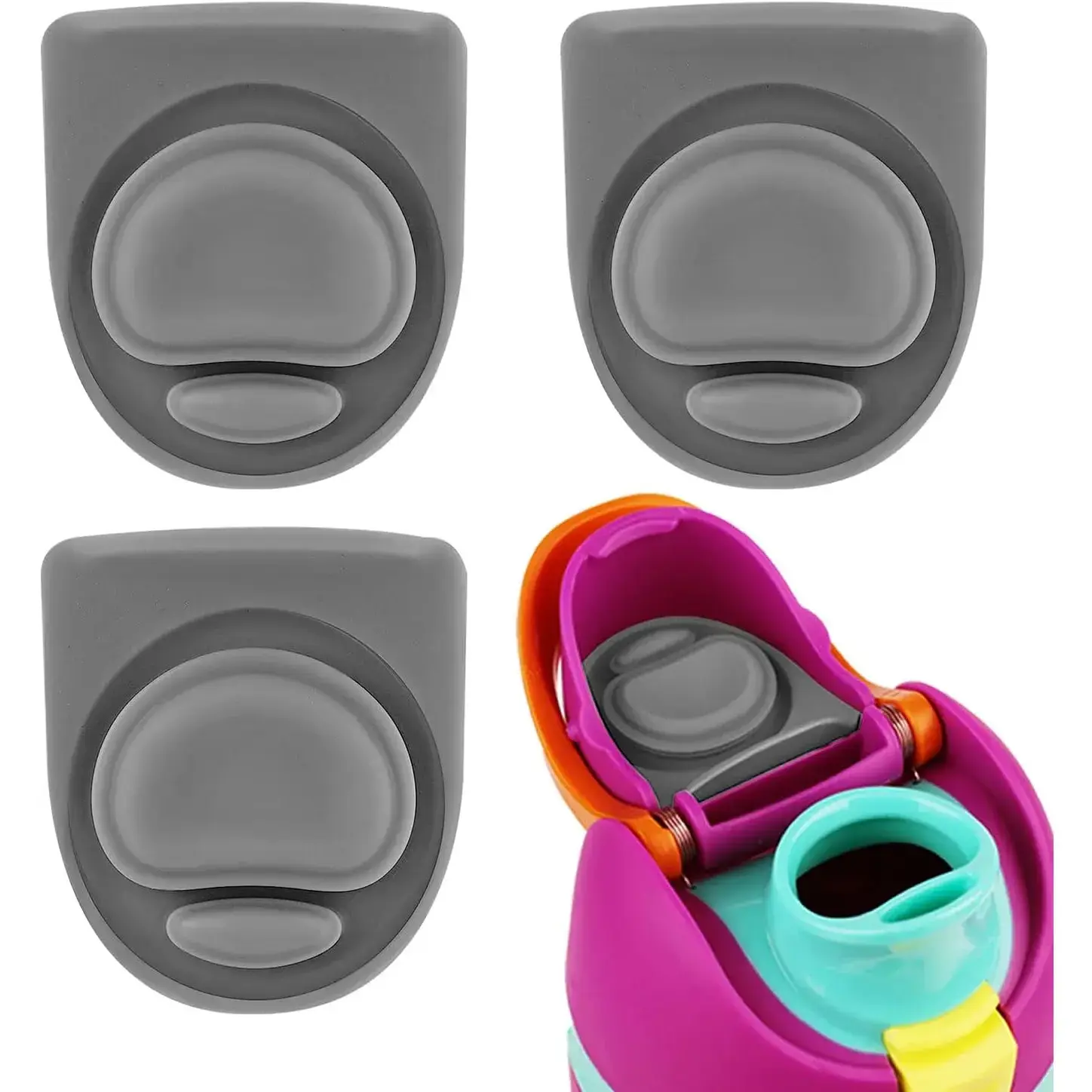 3pcs Replacement Stopper Compatible with Owala FreeSip 24oz 32oz 40oz, BPA-Free Silicone Water Bottle Lid Gaskets Replacement for 16/24/32/40oz Bottle Mouth Cap Stopper Seal Parts Accessories