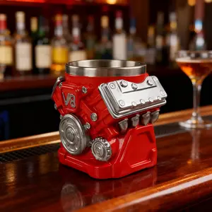 V8 Engine Stainless Steel Tumbler Cup Beer Coffee Milk Mug Festival Party Decor