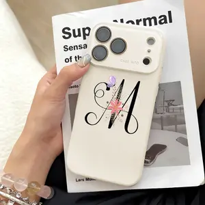 Butterfly Letter M Phone Case for iPhone 17 Pro Max 17Air 17 16E 16 15 14 13 12, Ultra Skin-Friendly TPU, All-Inclusive Glass Lens Protection, Aesthetic Initial M Gift, Dopamine Ins Style Fresh Cover, Shockproof Slim Case, Lens Window Design