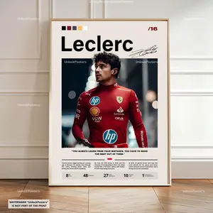 [Racing Decor - Sale Up To 40%] [Unframe] Charles Leclerc Ferrari Racing Poster, Ferrari Racing Wall Art, Professional Motorsport Portrait, Grand Prix Sports Decor, Scuderia Racing Illustration