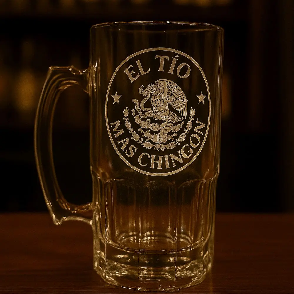 "El Tio Mas Chingon"  Etched Glass mug