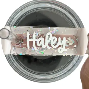 Silver Glitter Flake 40 0z  Cup Topper