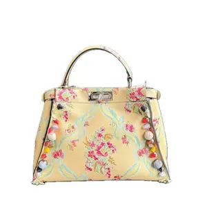 Pre-owned FENDI Calfskin Tote Bags BJ1109904055 Limited Edition Peekaboo Mico Yellow Color