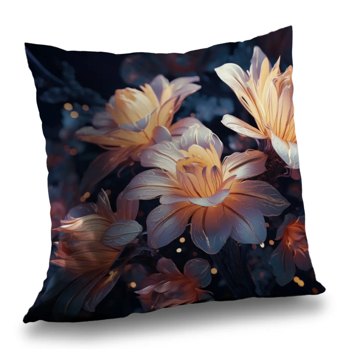 MWW C1PC1818C8E73V 18 x 18 in. Fade Resistant Pixie Flowers Black Polyester Twill Throw Pillow - Colorful Floral Print Standard Pillows, Stylish Home Decor