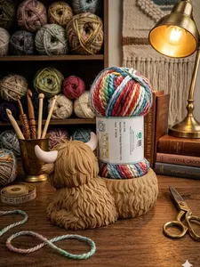 Kawaii Highland Cow Yarn Holder - 3D Printed Yarn Bowl for Knitters & Crocheters - Coo Buddy