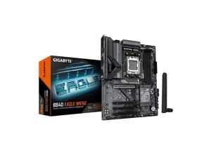 GIGABYTE B840 EAGLE WIFI6E AMD AM5 ATX Motherboard, Support Ryzen 9000/8000/7000 Series, 8+2+2 Power Phase, DDR5, 3x M.2, PCIe 4.0, USB-C 3.2 Gen 2, WiFi 6E, 2.5GbE LAN, EZ-Latch, 3-Year Warranty