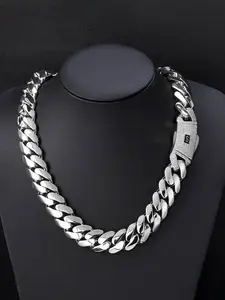 Men's Hip-Hop Cuban Chain | Gold & Silver Tone, 20mm Wide, 16-24 Inches Length, Available in Miami Gold Style - Minimalist Cuban Pendant Necklace for Men, Ideal for Christmas/Halloween/Carnival/Valentine's Day