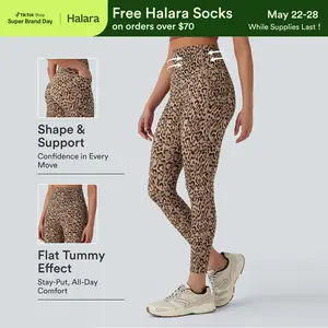 Halara UltraSculpt Leopard Print High Waisted Tummy Control Yoga Leggings with Pockets