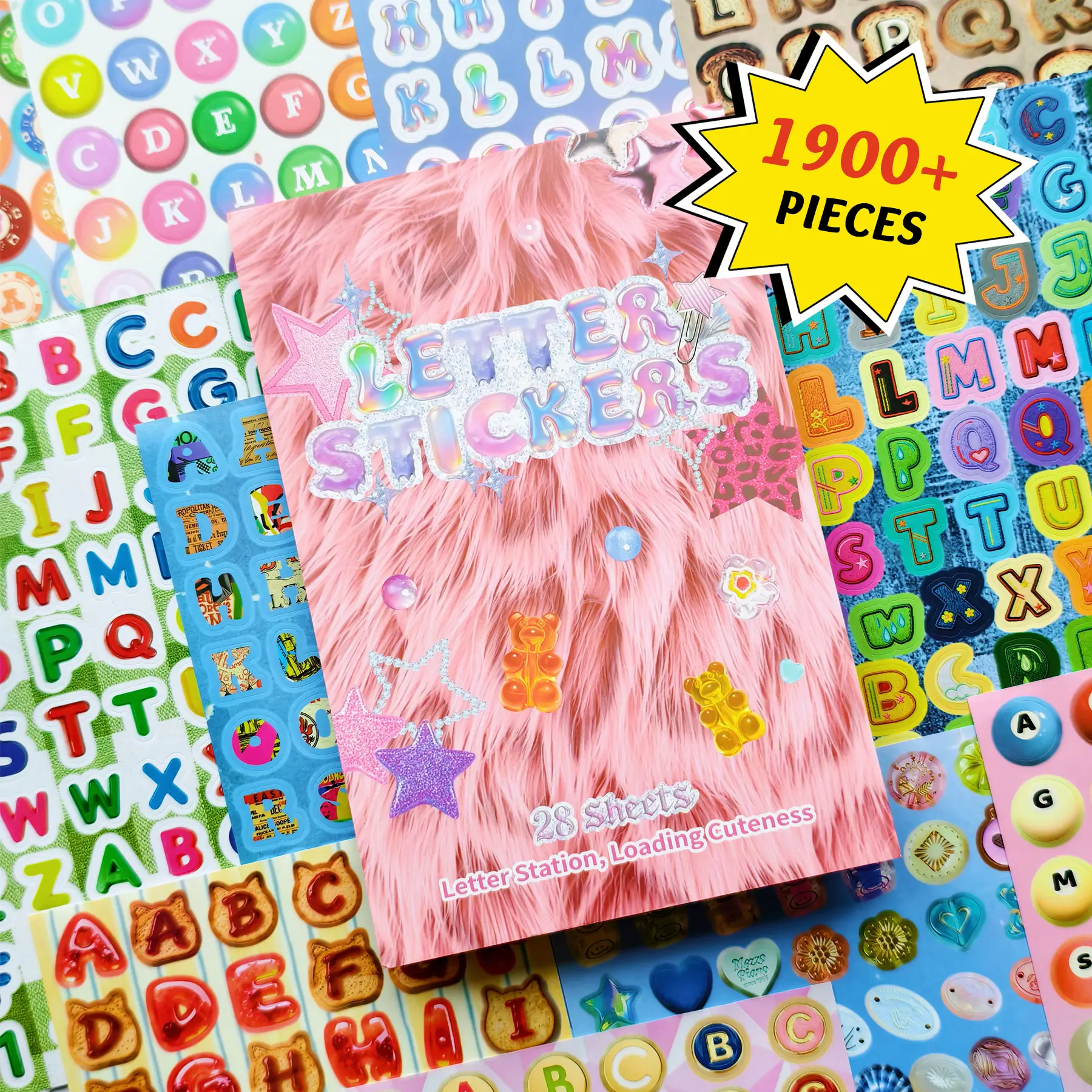 28 Sheets Y2K Kidcore Alphabet Sticker Book with Tweezers - Aesthetic Matte Letter & Number Decals for Kpop Polco Photocard Deco, Bujo Titles & Planners #DealsforYouDays