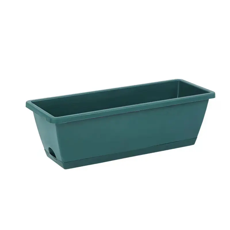 Green Rectangular Planter Box for Outdoor Gardening and Plant Display